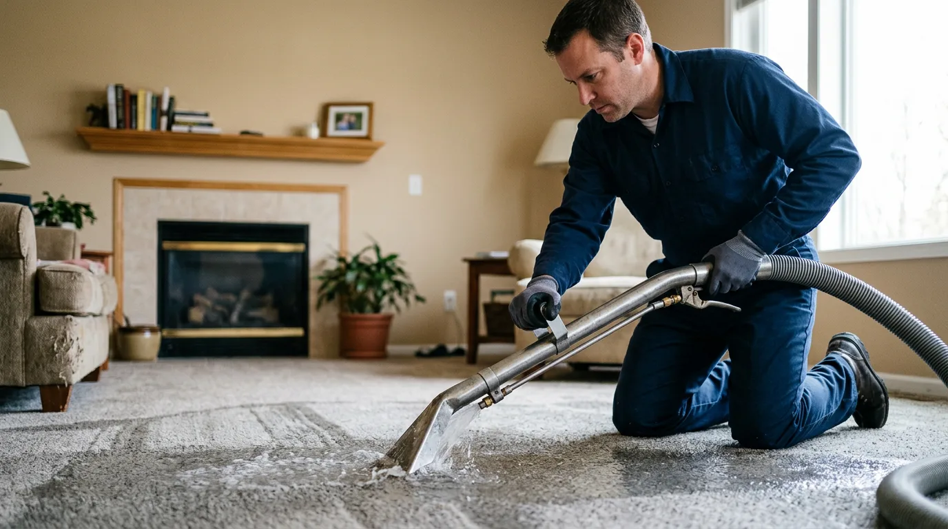 Water damage restoration technician working near Leona, TX